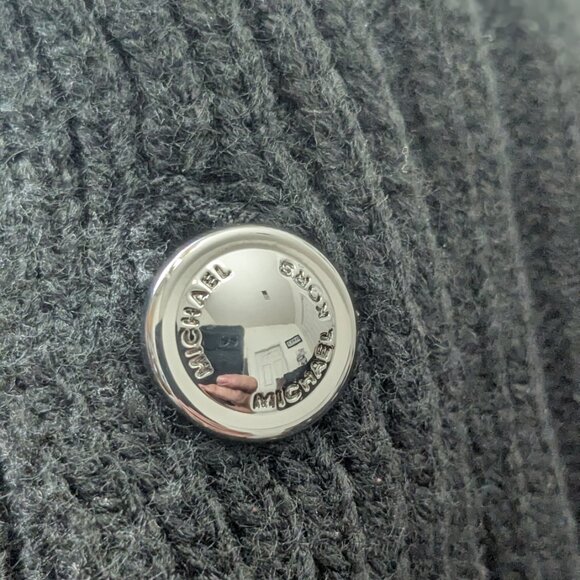 MICHAEL Michael Kors Women's Wide-Rib Button Turtleneck Poncho Black NWT - Picture 8 of 14